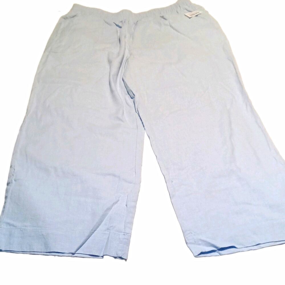 NWT Old Navy Women's Blue Linen Viscose Wide-Leg Pants Comfort Waistband Sz L